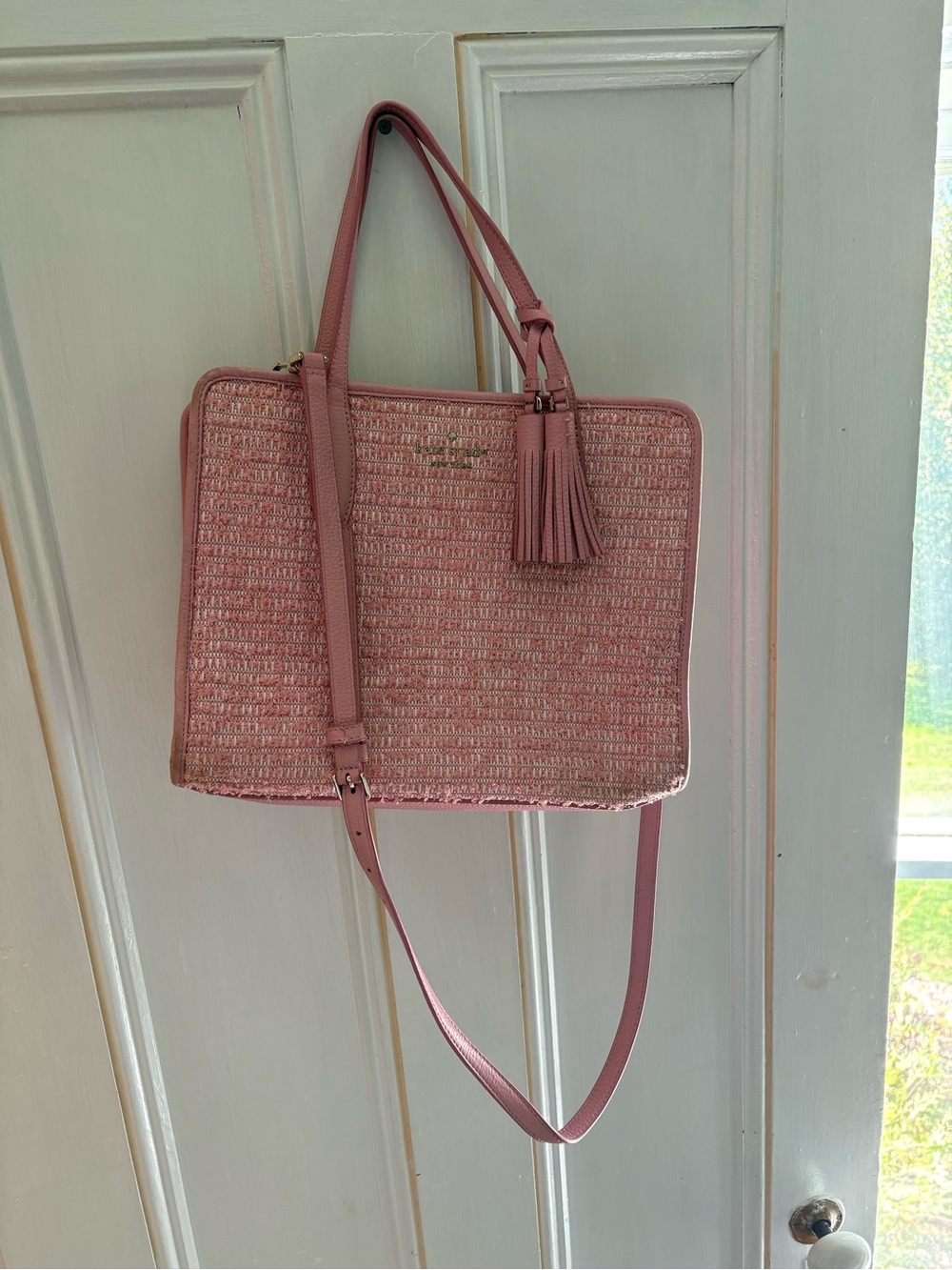 Kate Spade- Rowe Tweed Tote Bag with Tassel Shoulder Strap